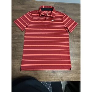Nike Dri Fit Striped Polo Shirt Men's Medium Swoosh Sports Golf Performance NWOT